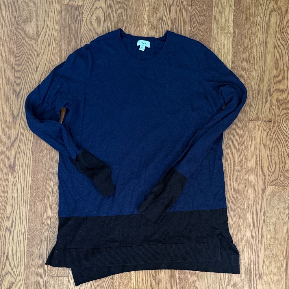 Vince Navy and Black Crewneck Sweater